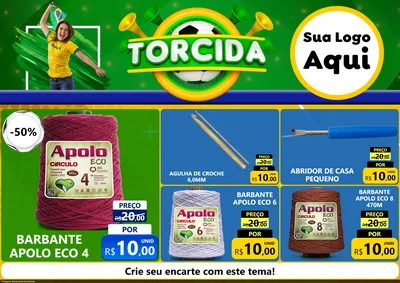 Modelo de Encarte para Encarte A4 Horizontal com o tema Torcida para Armarinho e Aviamentos