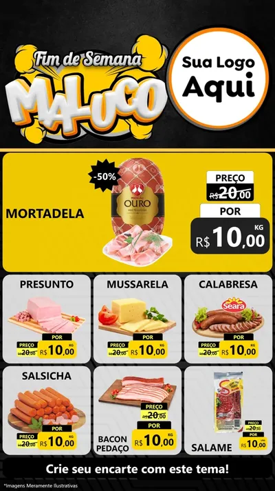 Modelo de Rede Social para Stories com o tema Fim de Semana Maluco para Frios e Laticínios