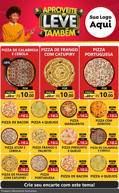 Modelo de Encarte para Encarte Grande com o tema Aproveite e Leve Também para Pizzaria