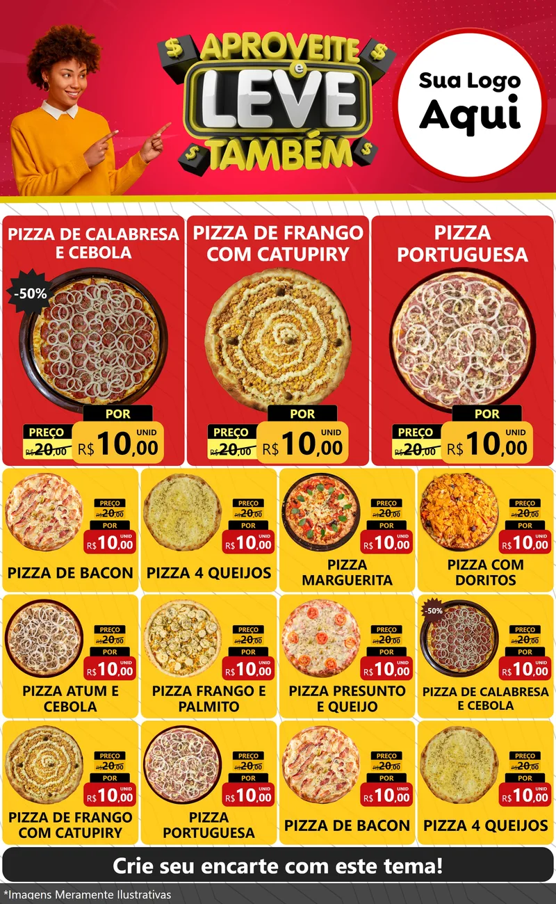 Modelo de Encarte para Encarte Grande com o tema Aproveite e Leve Também para Pizzaria