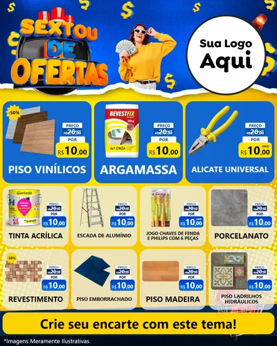 Modelo de Rede Social para Feed Instagram com o tema Sextou de Ofertas para Material para Construção