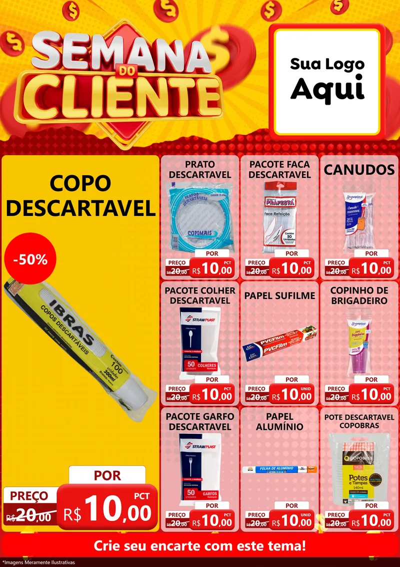 Modelo de Encarte para Encarte A4 Vertical com o tema Semana do Cliente para Embalagens