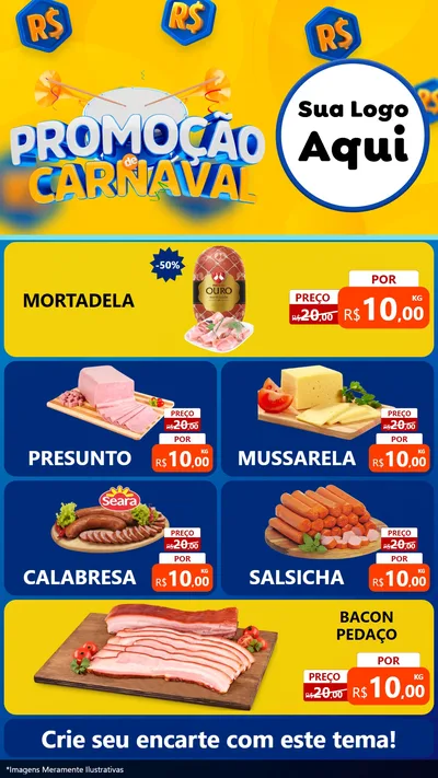 Modelo de TV para TV Vertical com o tema Promoção de Carnaval para Frios e Laticínios