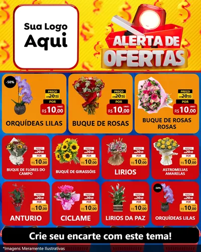 Modelo de Rede Social para Feed Instagram com o tema Alerta de Ofertas para Floricultura e jardim