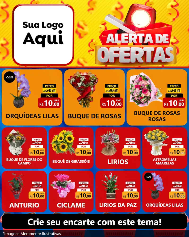 Modelo de Rede Social para Feed Instagram com o tema Alerta de Ofertas para Floricultura e jardim