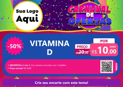 Modelo de Cartaz para Cartaz A4 Horizontal com o tema Carnaval de Ofertas para Farmácia