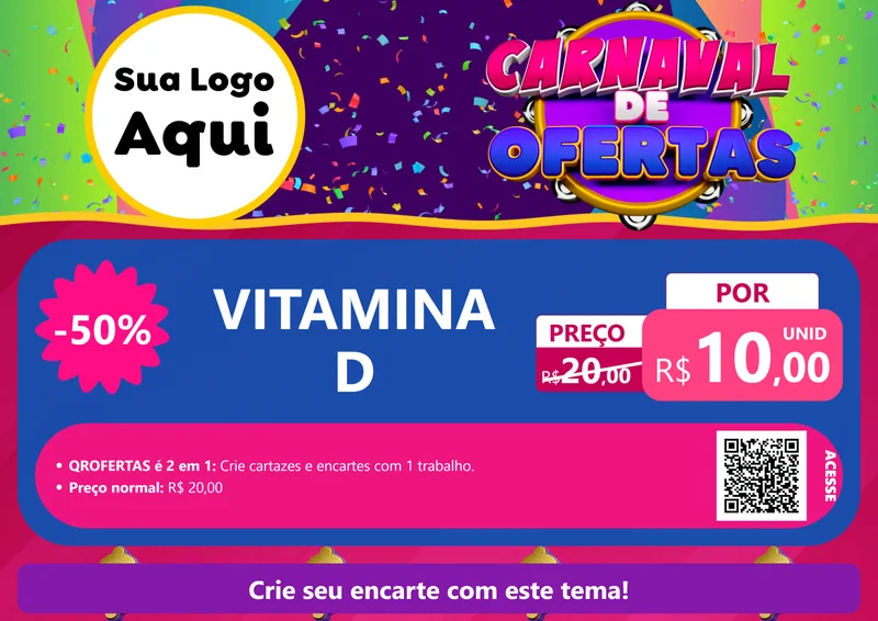 Modelo de Cartaz para Cartaz A4 Horizontal com o tema Carnaval de Ofertas para Farmácia