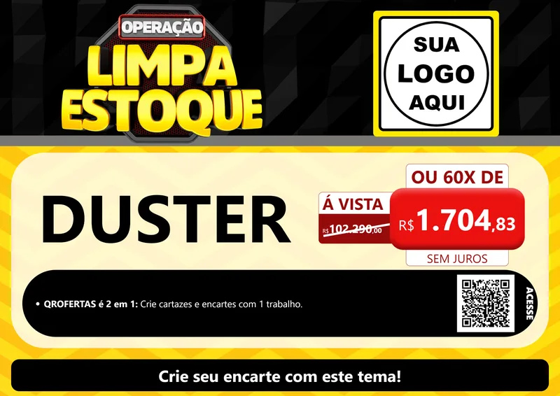 Modelo de Cartaz para Cartaz A4 Horizontal com o tema Operação Limpa Estoque para Concessionaria de Carros