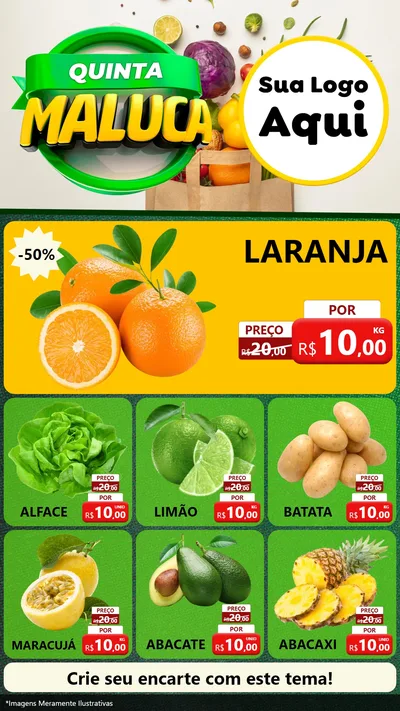 Modelo de Rede Social para Stories com o tema Quinta Maluca - Hortifrúti para Hortifrúti