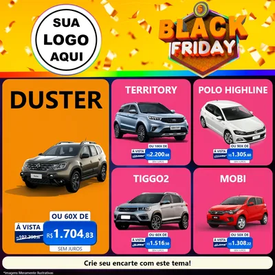Modelo de Rede Social para Feed Facebook com o tema Black Friday para Concessionaria de Carros