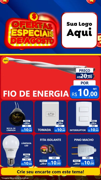 Modelo de Rede Social para Stories com o tema Ofertas Especiais de Agosto para Materiais Elétricos