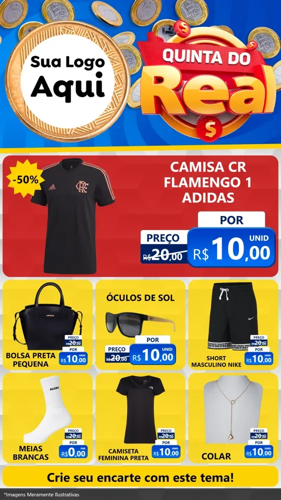 Modelo de Rede Social para Stories com o tema Quinta do Real para Roupas e acessórios