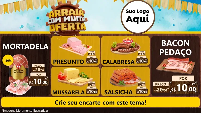 Modelo de TV para TV Horizontal com o tema Ofertas de São João - Junina para Frios e Laticínios