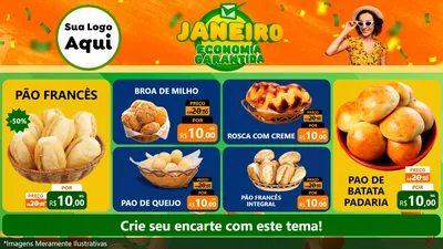 Modelo de TV para TV Horizontal com o tema Janeiro - Economia Garantida para Padaria