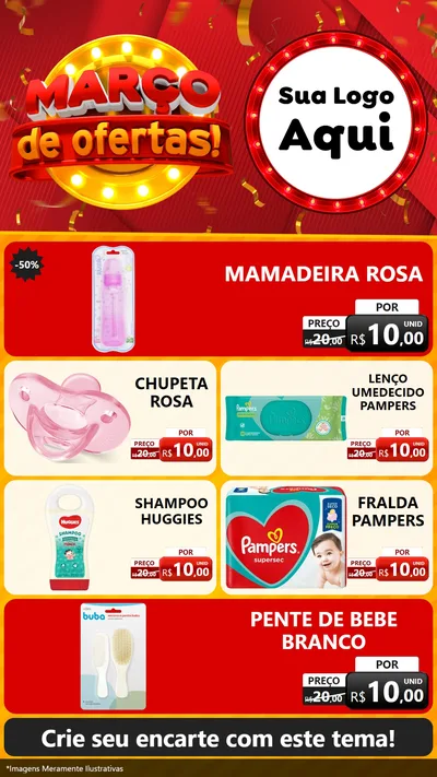 Modelo de TV para TV Vertical com o tema Março de Ofertas! para Bebês