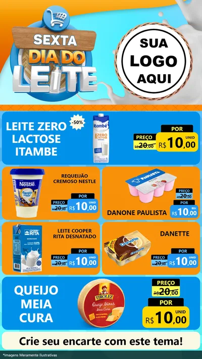 Modelo de TV para TV Vertical com o tema Sexta Dia do Leite para Frios e Laticínios