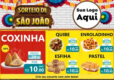 Modelo de Encarte para Encarte A4 Horizontal com o tema Sorteio de São João para Salgadaria