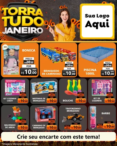 Modelo de Rede Social para Feed Instagram com o tema Torra Tudo Janeiro para Brinquedos