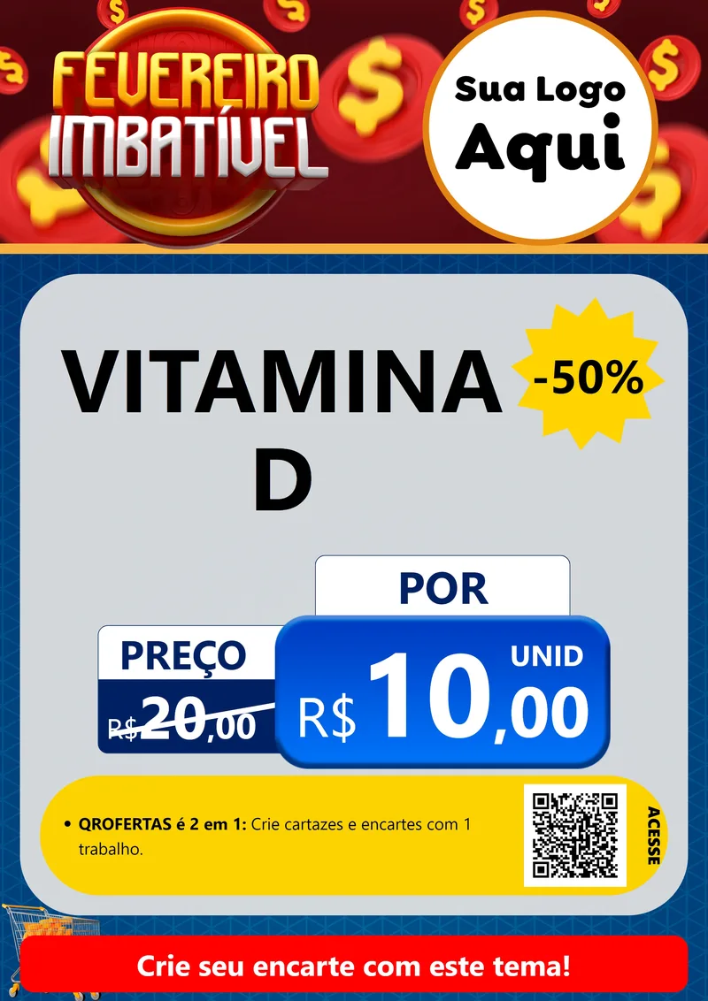 Modelo de Cartaz para Cartaz A4 Vertical com o tema Fevereiro Imbatível para Farmácia