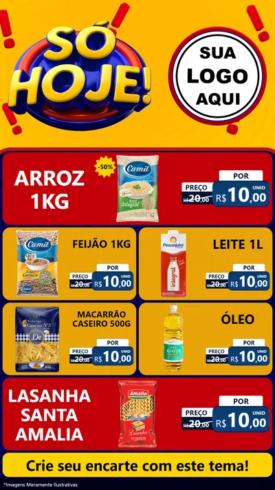 Modelo de TV para TV Vertical com o tema Só Hoje! para Supermercado