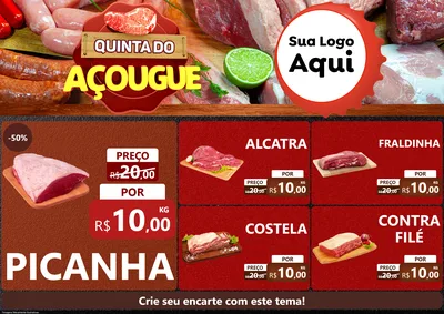 Modelo de Encarte para Encarte A4 Horizontal com o tema Quinta do Açougue para Açougue