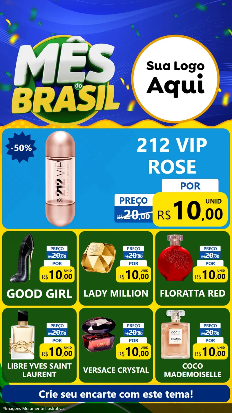 Modelo de Rede Social para Stories com o tema Mês do Brasil para Perfumes