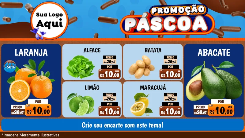 Modelo de TV para TV Horizontal com o tema Promoção Páscoa para Hortifrúti