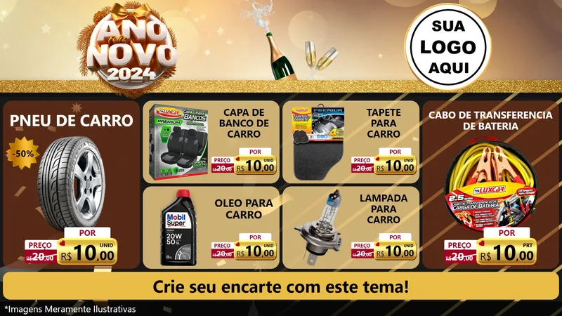Modelo de TV para TV Horizontal com o tema Feliz Ano Novo 2027 para Auto peças