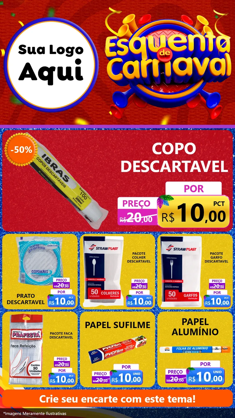 Modelo de Rede Social para Stories com o tema Esquenta de Carnaval para Embalagens