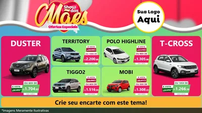 Modelo de TV para TV Horizontal com o tema Show das Mães - Ofertas Especiais para Concessionaria de Carros
