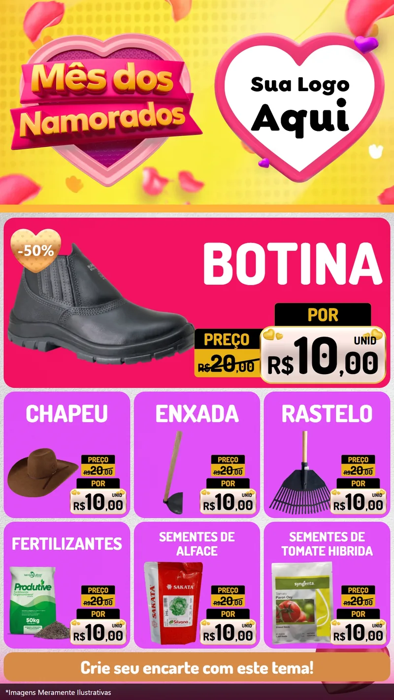 Modelo de Rede Social para Stories com o tema Mês dos Namorados para Agropecuária