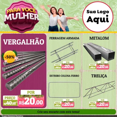Modelo de Rede Social para Feed Facebook com o tema Para Você Mulher para Ferragens