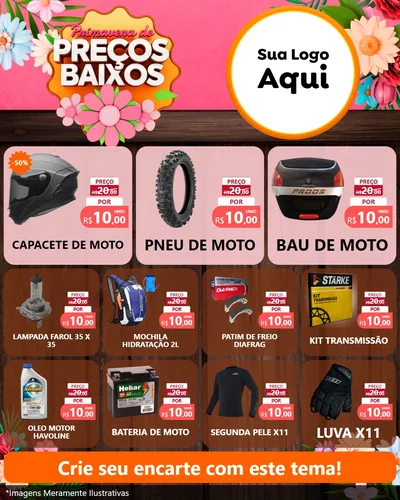 Modelo de Rede Social para Feed Instagram com o tema Primavera de Preços Baixos para Moto peças