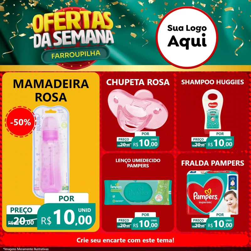 Modelo de Rede Social para Feed Facebook com o tema Ofertas da Semana Farroupilha para Bebês