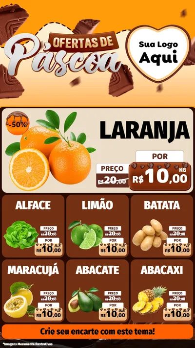 Modelo de Rede Social para Stories com o tema Ofertas de Páscoa para Hortifrúti