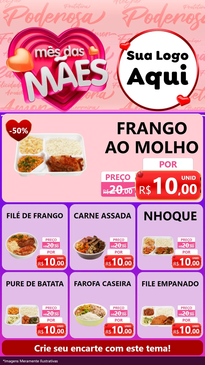 Modelo de Rede Social para Stories com o tema Mês Das Mães para Restaurante