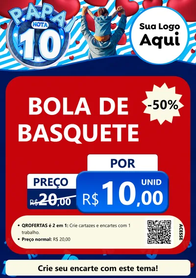 Modelo de Cartaz para Cartaz A4 Vertical com o tema Papai Nota 10 para Artigos Esportivos