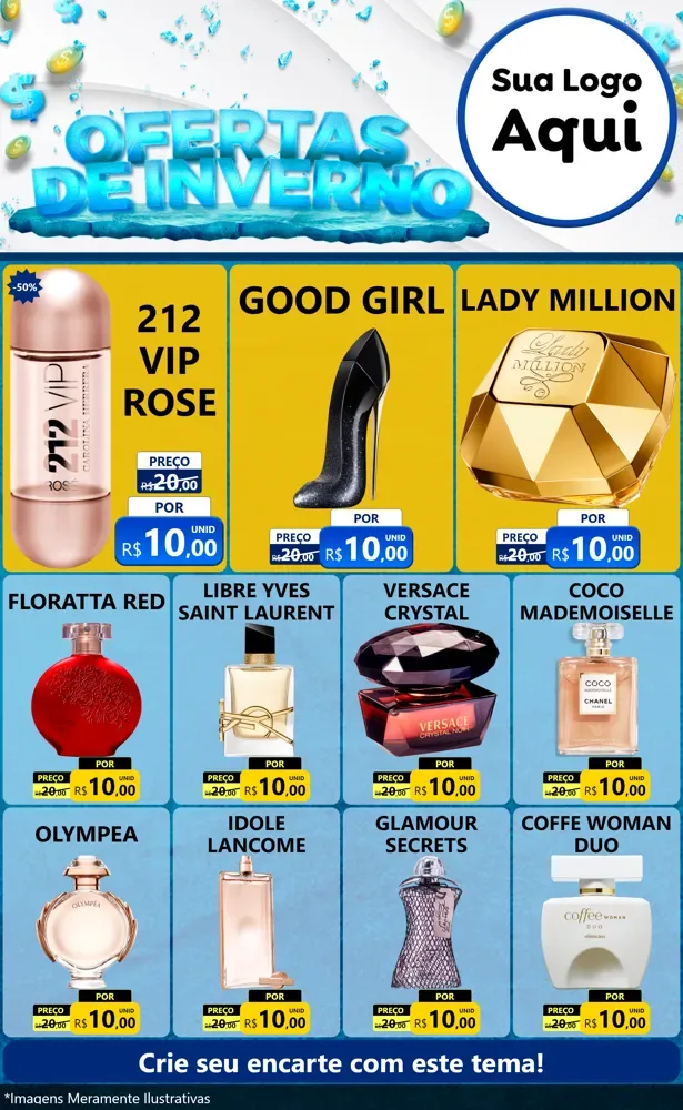 Modelo de Encarte para Encarte Grande com o tema Ofertas de Inverno para Perfumes