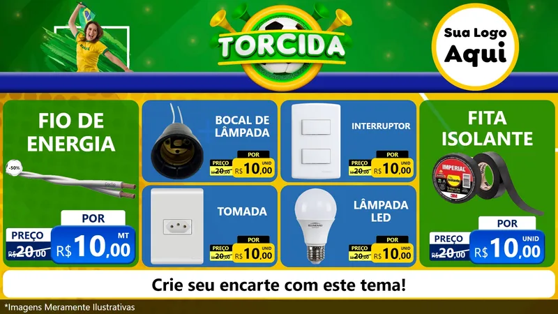 Modelo de TV para TV Horizontal com o tema Torcida para Materiais Elétricos