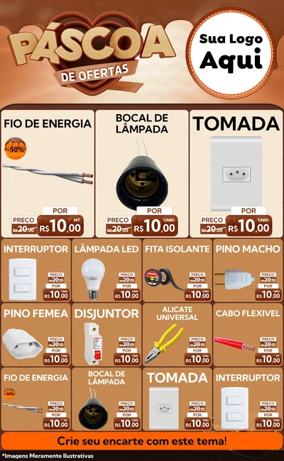 Modelo de Encarte para Encarte Grande com o tema Páscoa de Ofertas para Materiais Elétricos