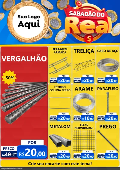 Modelo de Encarte para Encarte A4 Vertical com o tema Sabadão do Real para Ferragens