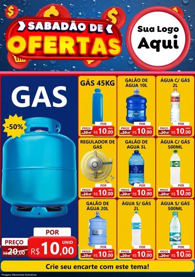 Modelo de Encarte para Encarte A4 Vertical com o tema Sabadão de Ofertas para Água e gás