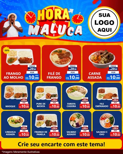 Modelo de Rede Social para Feed Instagram com o tema Hora Maluca para Restaurante