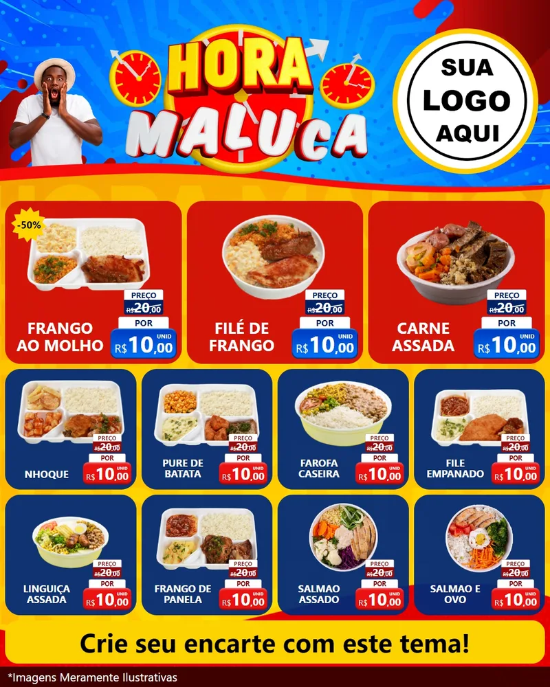 Modelo de Rede Social para Feed Instagram com o tema Hora Maluca para Restaurante