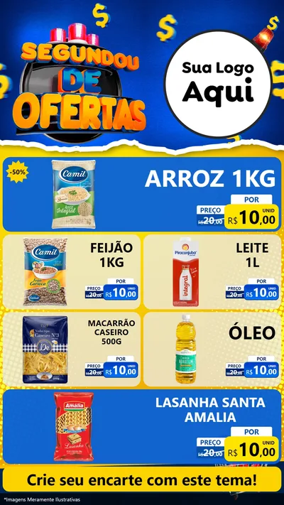 Modelo de TV para TV Vertical com o tema Segundou de Ofertas para Supermercado