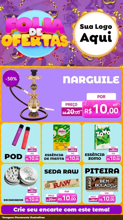 Modelo de Rede Social para Stories com o tema Folia de Ofertas para Tabacaria