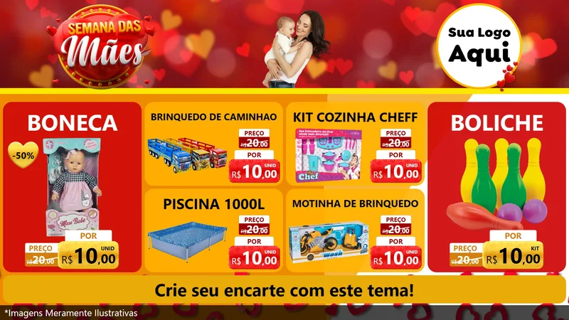 Modelo de TV para TV Horizontal com o tema Semana das Mães para Brinquedos