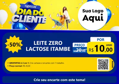 Modelo de Cartaz para Cartaz A4 Horizontal com o tema Especial Dia do Cliente para Frios e Laticínios