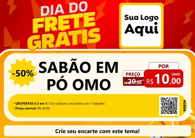 Modelo de Cartaz para Cartaz A4 Horizontal com o tema Dia do Frete Grátis para Produtos de Limpeza