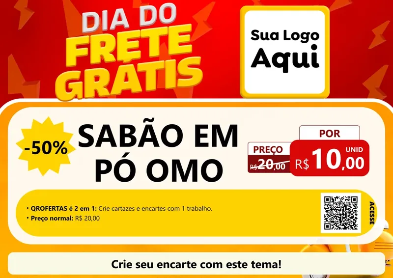 Modelo de Cartaz para Cartaz A4 Horizontal com o tema Dia do Frete Grátis para Produtos de Limpeza